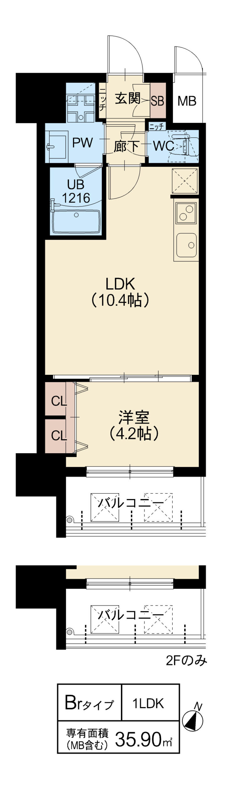 スプランディッド新大阪Ⅵ：間取り図Brタイプ