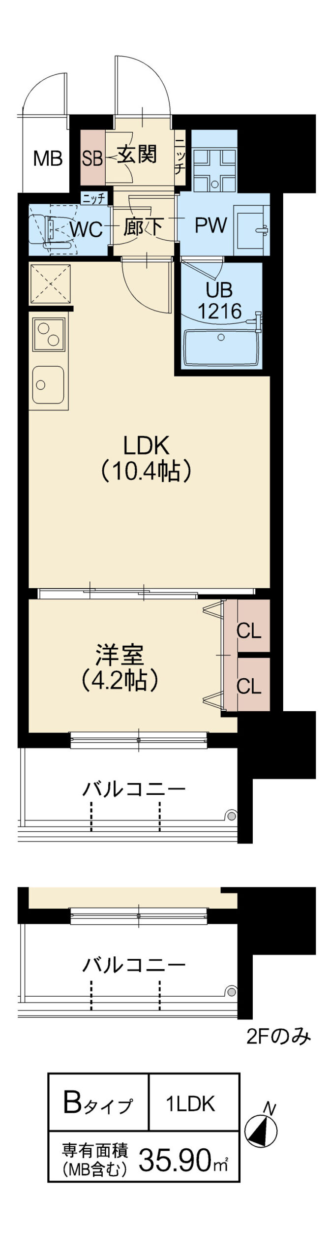 スプランディッド新大阪Ⅵ：間取り図Bタイプ