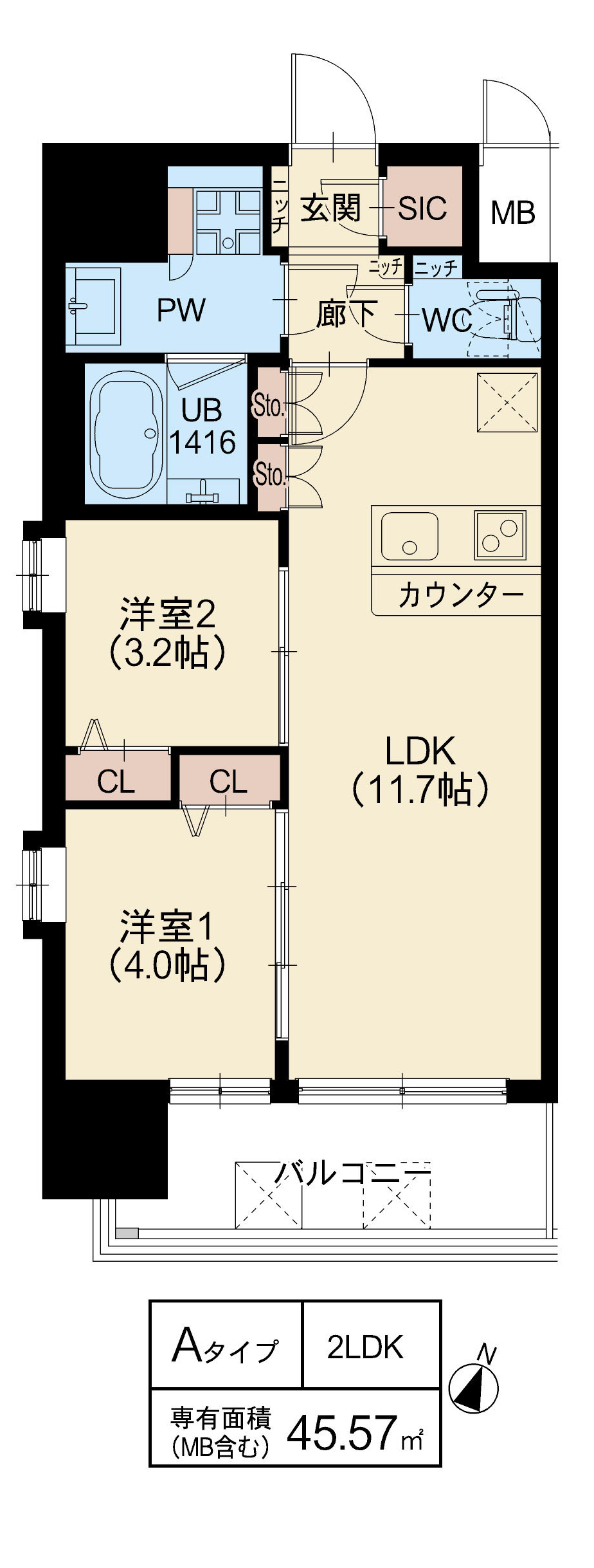 スプランディッド新大阪Ⅶ：間取り図Aタイプ