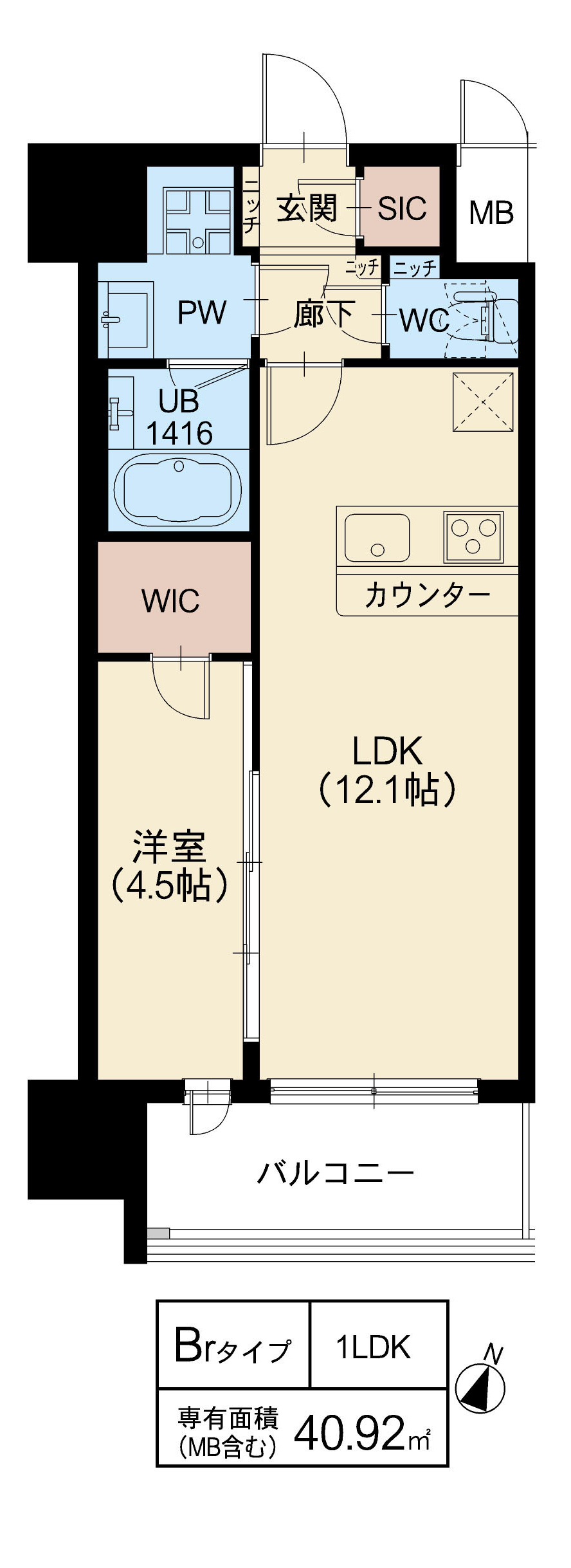 スプランディッド新大阪Ⅶ：間取り図Brタイプ