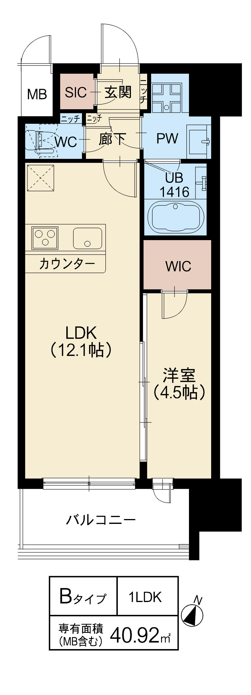 スプランディッド新大阪Ⅶ：間取り図Bタイプ