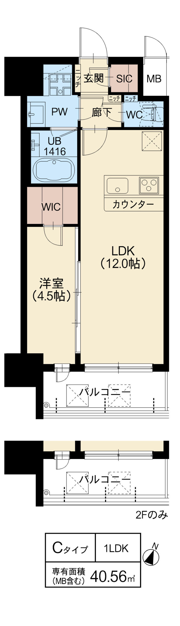 スプランディッド新大阪Ⅵ：間取り図Cタイプ