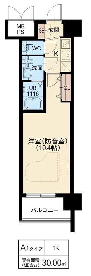 THE MUSIC COURT：間取り図（1K）