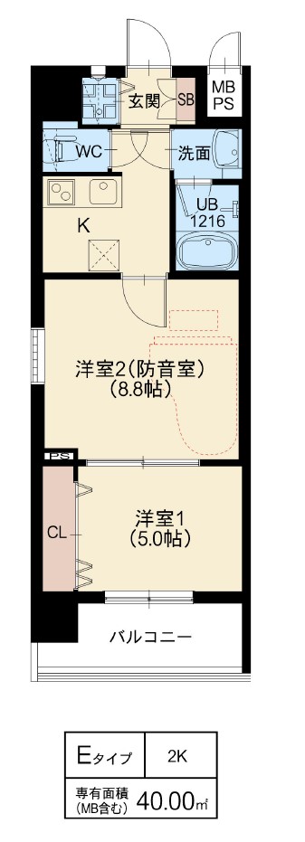 THE MUSIC COURT：間取り図（2K）