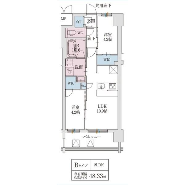 スプランディッド城東関目：間取り図（Bタイプ）
