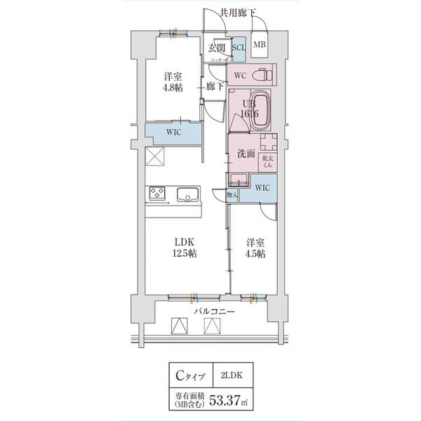 スプランディッド城東関目：間取り図（Cタイプ）