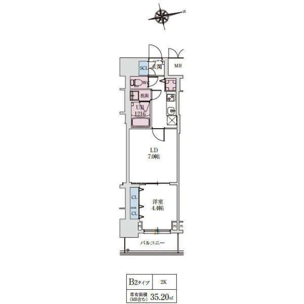 スプランディッド上本町WESTⅡ：間取り図（B2タイプ）