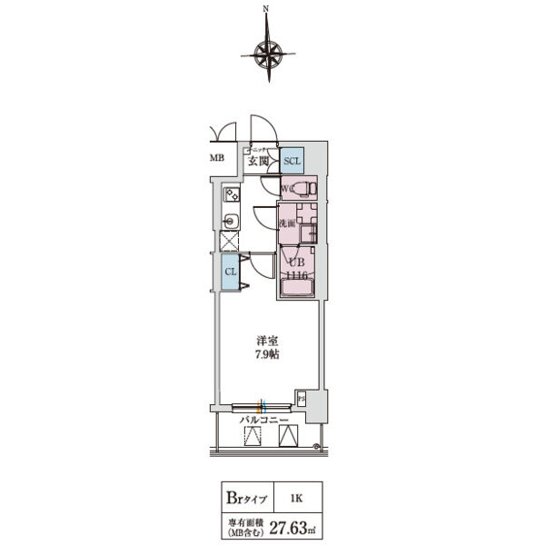 スプランディッド上本町WEST：間取り図（Brタイプ）