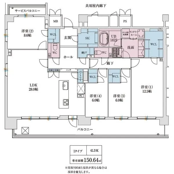 スプランディッド本町東DUE：間取りIタイプ