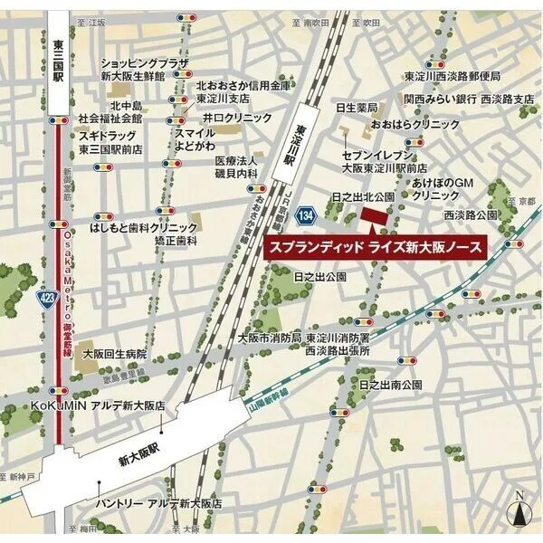 スプランディッドライズ新大阪ノース：周辺地図