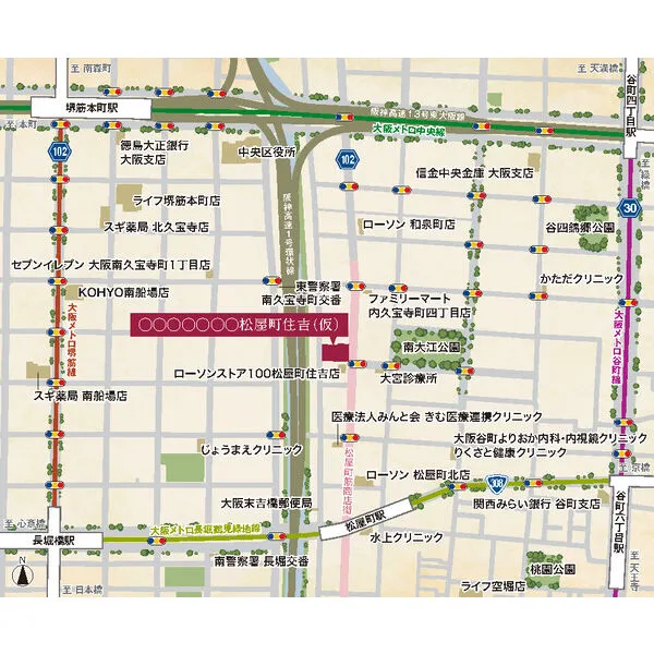 スプランディッド本町東DUE：周辺地図