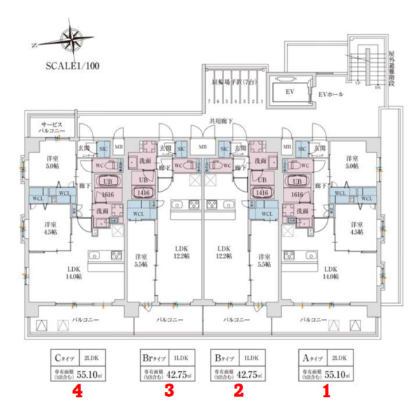 スプランディッド駒川中野駅前：フロア間取図