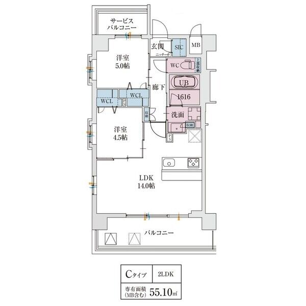 スプランディッド駒川中野駅前：間取り図（Cタイプ）