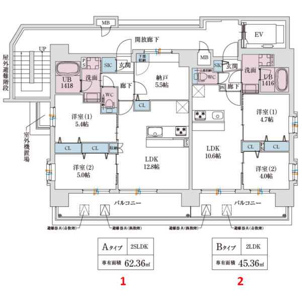 スプランディッド玉造DUE：2～8階平面図