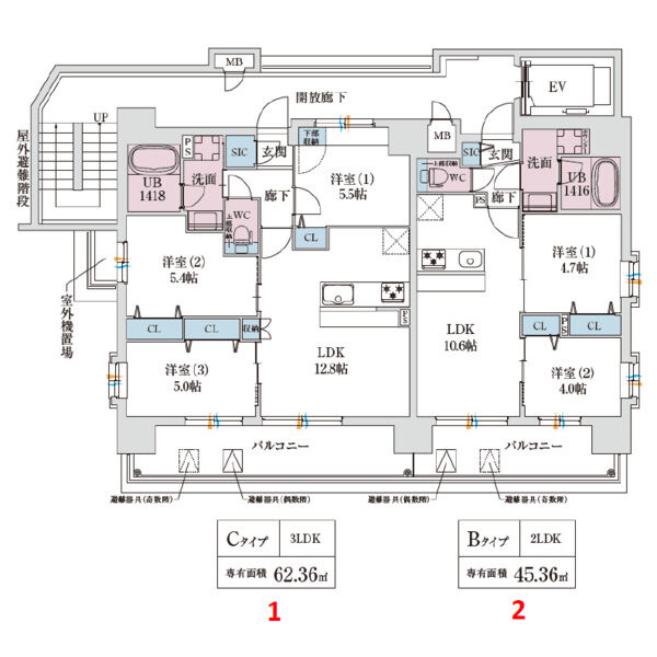 スプランディッド玉造DUE：9・10階平面図