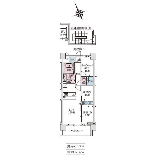 スプランディッドXI(イレブン)：間取り図B1タイプ