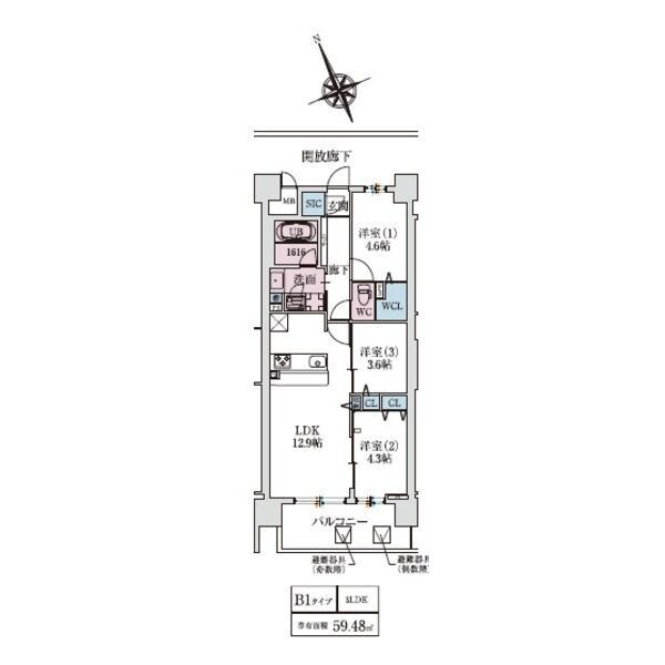 スプランディッドXI(イレブン)：間取り図B1タイプ