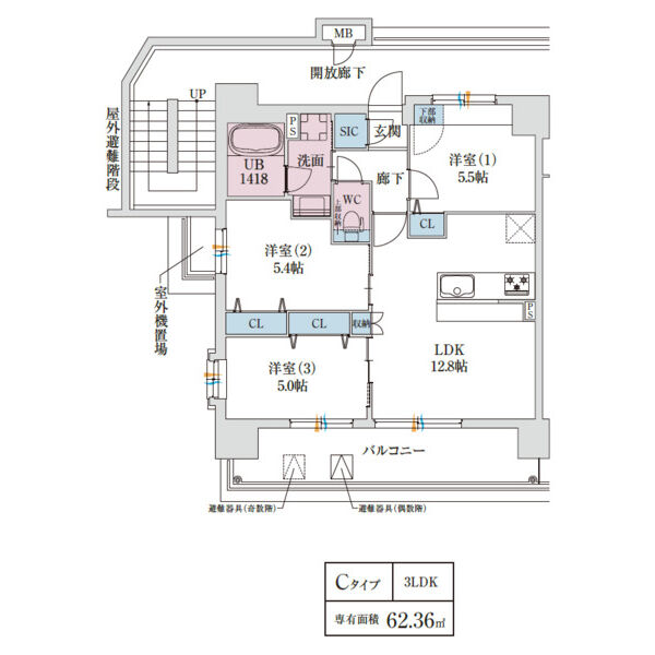 スプランディッド玉造DUE：間取り図Cタイプ