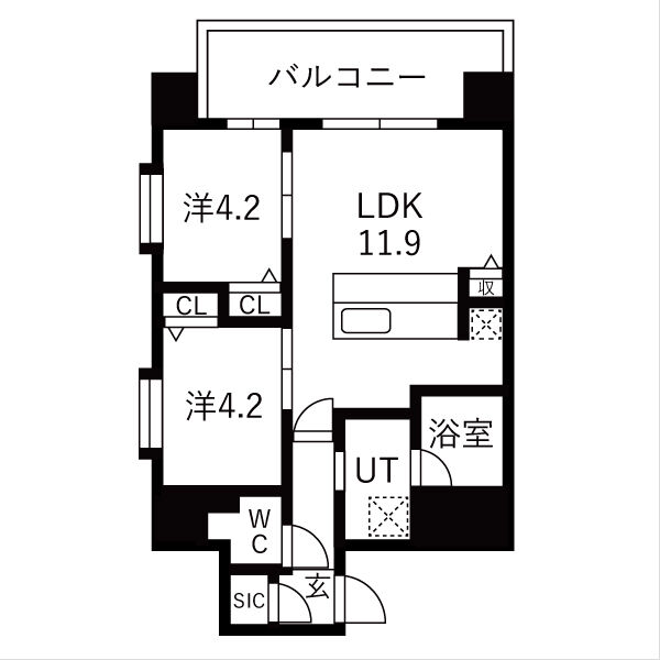 スプランディッド玉造：間取りAタイプ