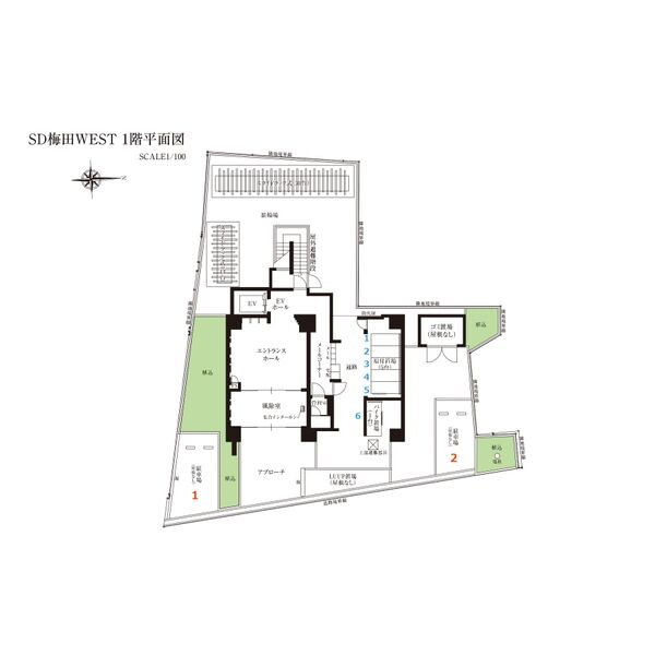 スプランディッド梅田WEST：1階 平面図