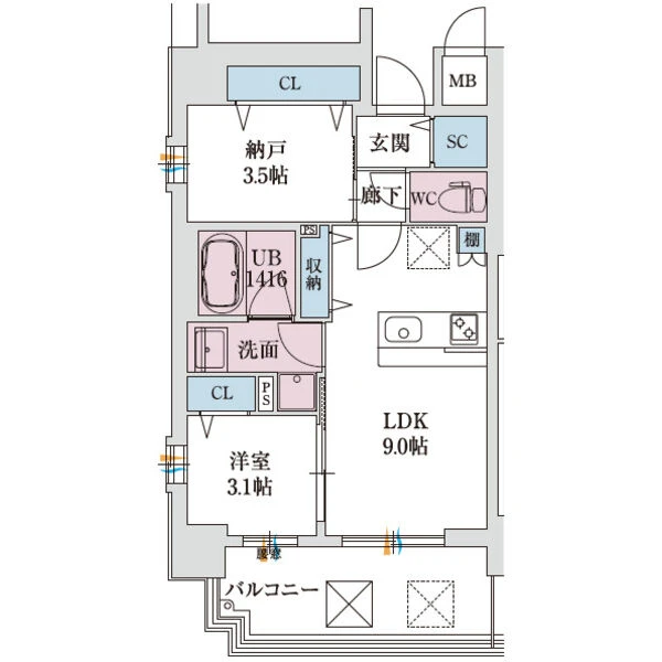 スプランディッド新大阪Ⅶ：間取り図Bタイプ