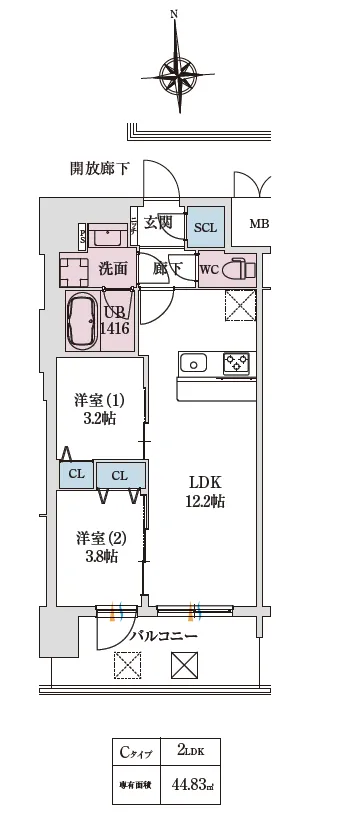 スプランディッド大阪EAST：間取り図Cタイプ