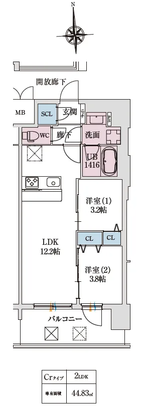 スプランディッド大阪EAST：間取り図Crタイプ