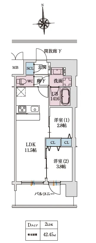 スプランディッド大阪EAST：間取り図Dタイプ