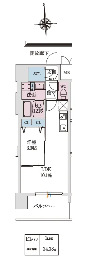 スプランディッド大阪EAST：間取り図E1タイプ