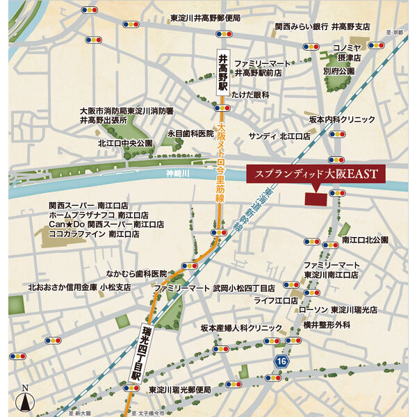 スプランディッド大阪EAST：地図