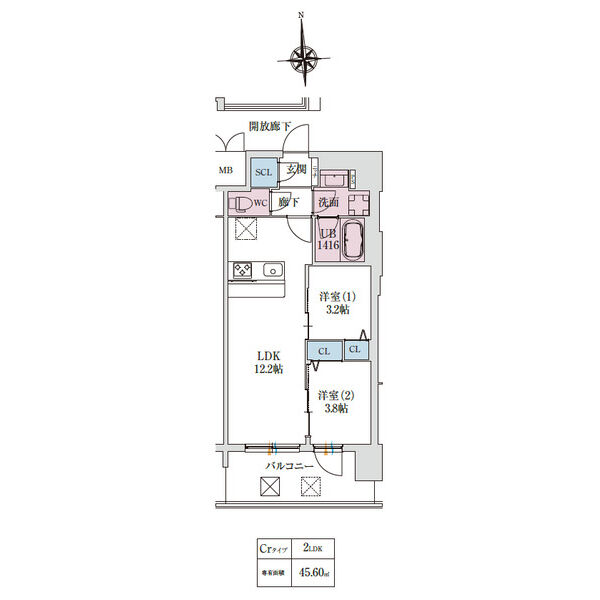 スプランディッド大阪EAST：間取り図Crタイプ