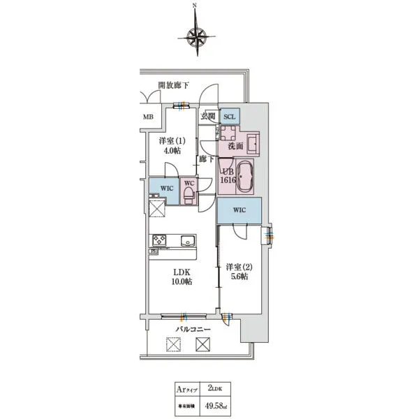 スプランディッド大阪EAST：間取り図Arタイプ